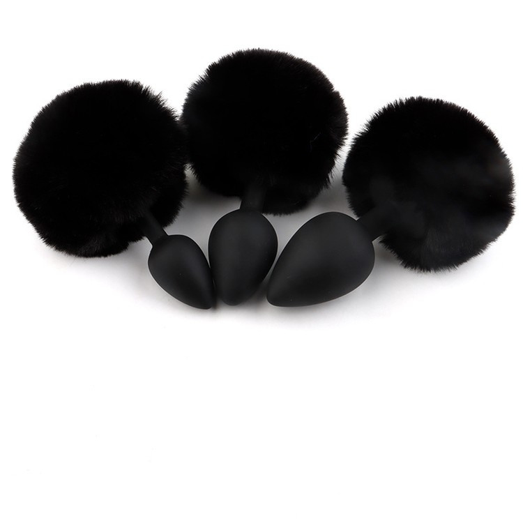 פלאג אנאלי שפנפנה פרוותי מסיליקון שחור