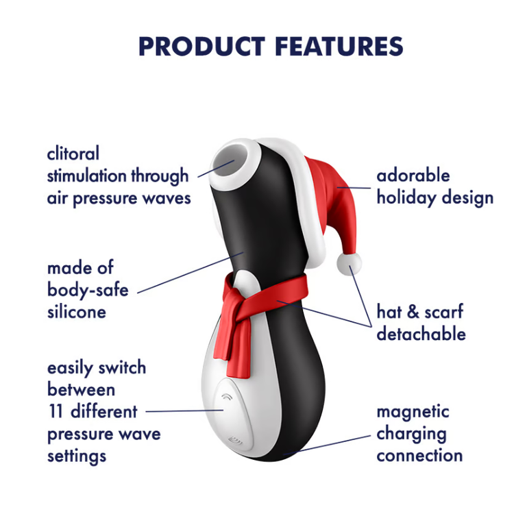 Penguin Holiday Edition שואב יניקה לדגדגן בצורת פינגווין סנטה Satisfyer