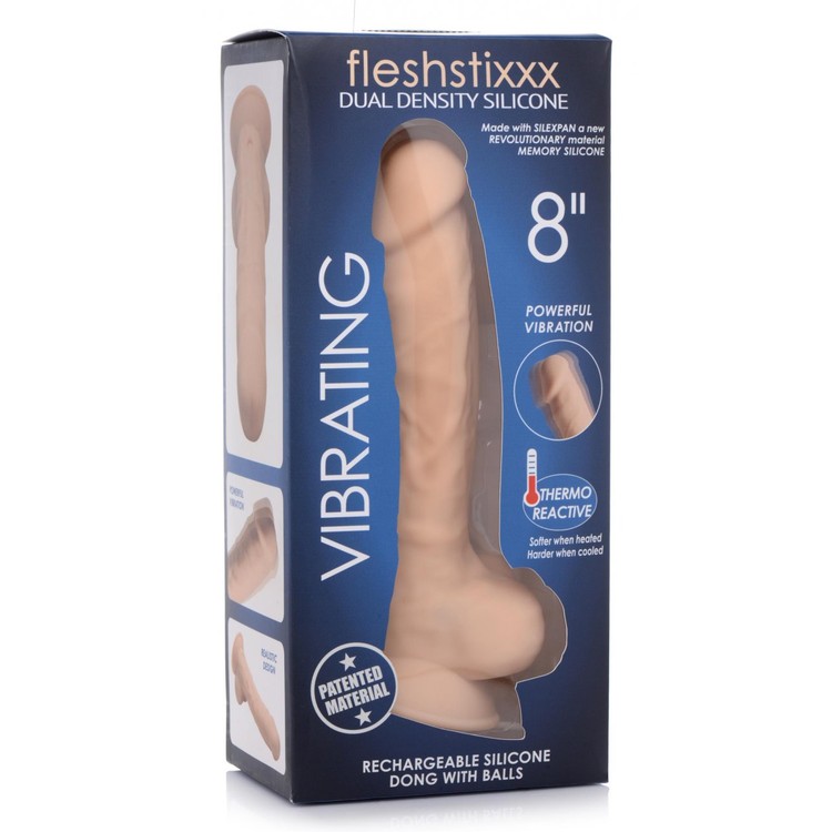 Fleshstixxx 10X Silexpan - Light דילדו מסילקון עם רטט גמיש 21 ס"מ​