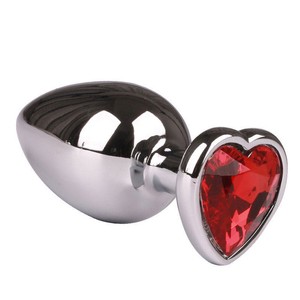 Large Metal Butt Plug with Colored Heart Stone