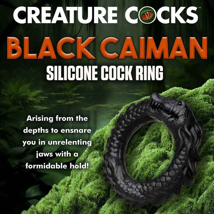 Black Caiman טבעת קוקרינג פנטזיה תנין Creature Cocks