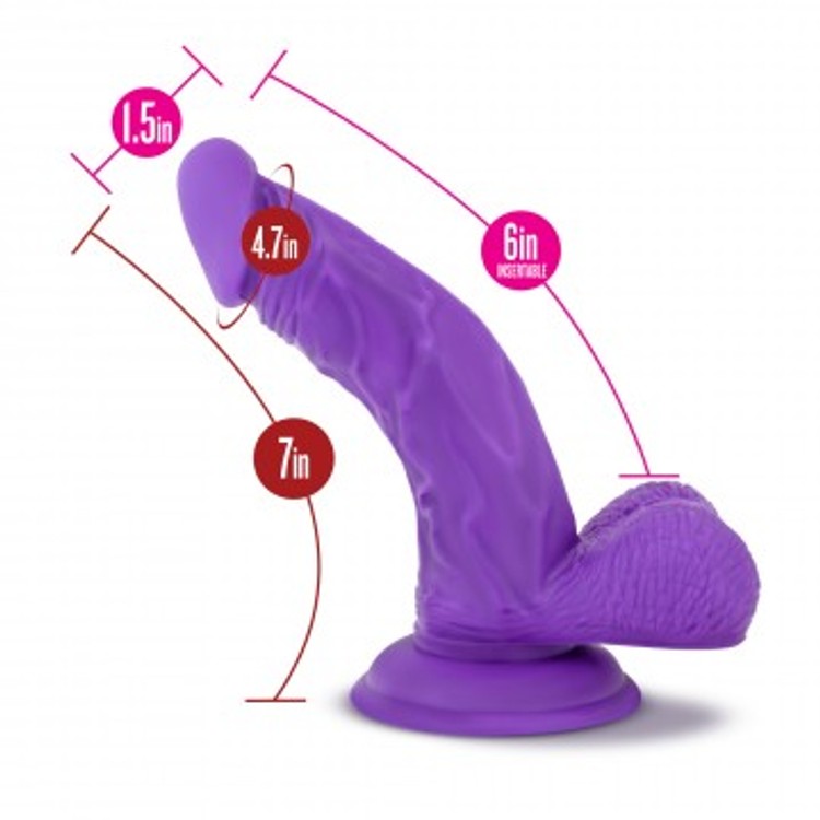 Ruse Magic Stick דילדו סגול כפוף עם אשכים וורידים