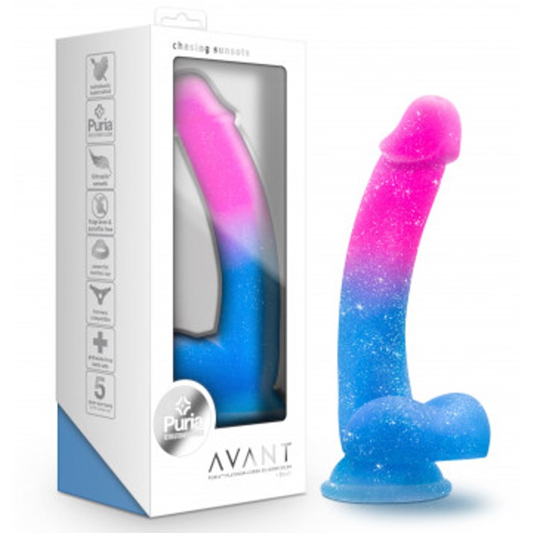 Avant Chasing Sunsets דילדו כחול ורוד עם נצנצים