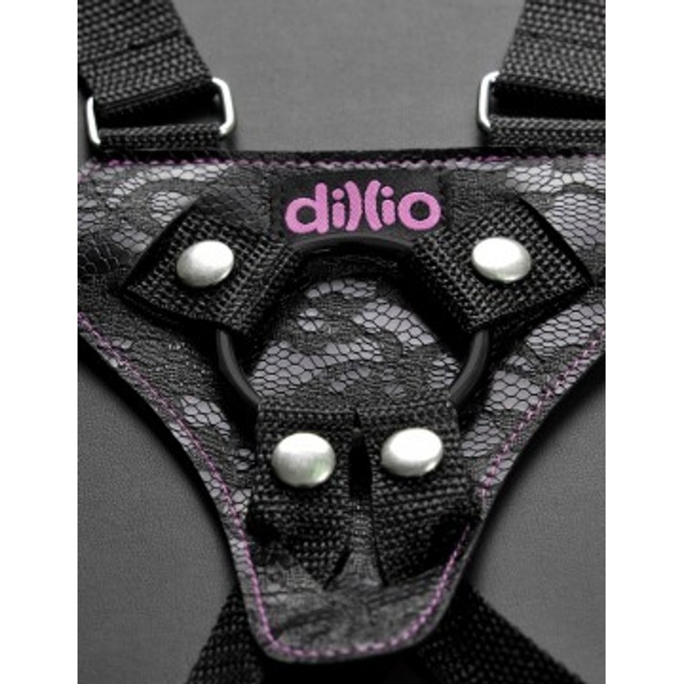 Dillio Pink סט ורוד של דילדו ורתמת סטרפאון עם כתפיות - 16.5 ס"מ
