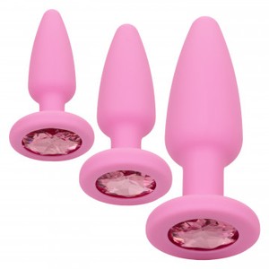 First Time Crystal Booty Pink Anal Plug Set