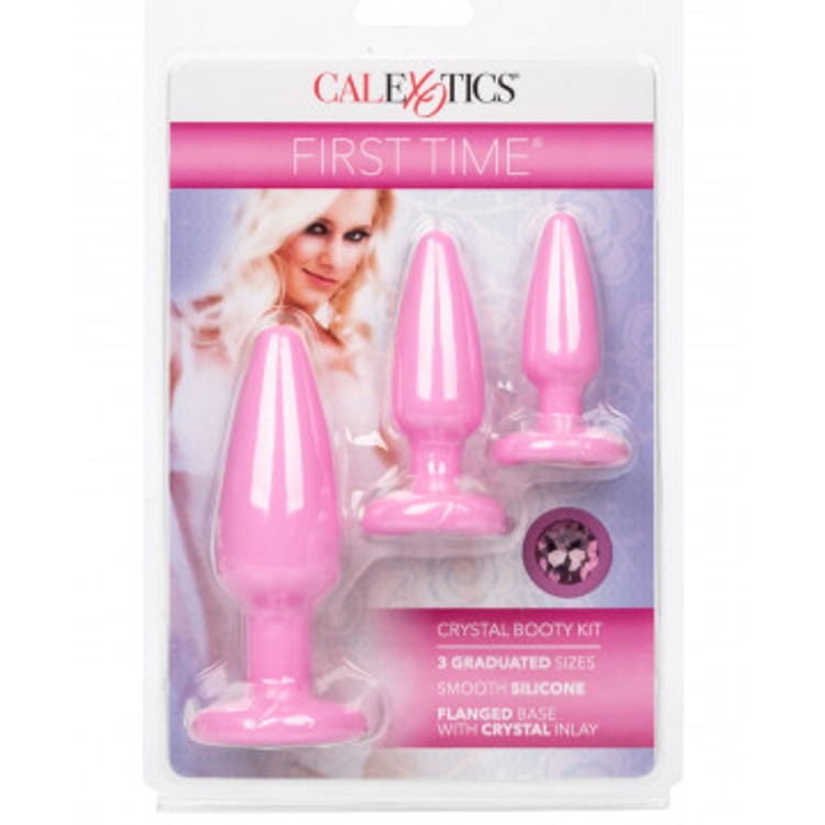 First Time Crystal Booty סט פלאגים אנאליים למתחילים - ורוד