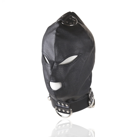 BDSM mask with a ring on the top and at the neck