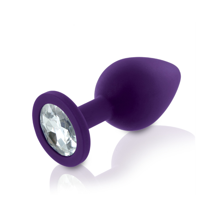 פלאג סיליקון סגול קטן עם קישוט אבן-חן כסופה