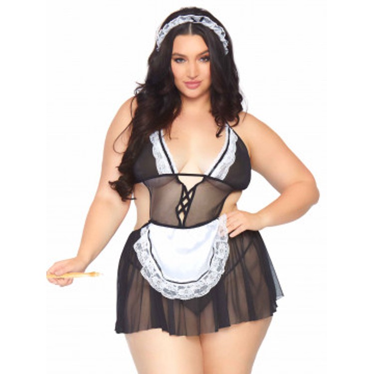 Leg Avenue תחפושת מנקה סקסית לשמחק תפקידים - Queen Size