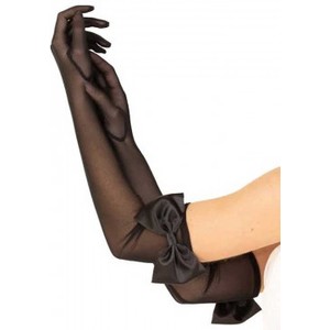 Long Black Gloves with Romantic Bow