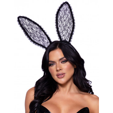 Leg Avenue Sexy Black Lace Bunny Ears