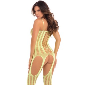 Fake News Sexy Yellow Fishnet Bodystocking