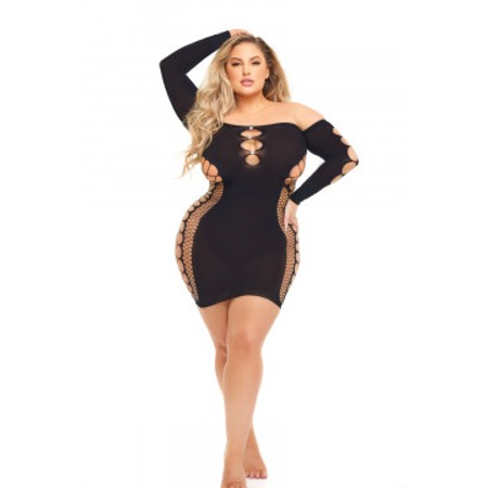 Diamon Drippin Off the shoulder black dress - queen size