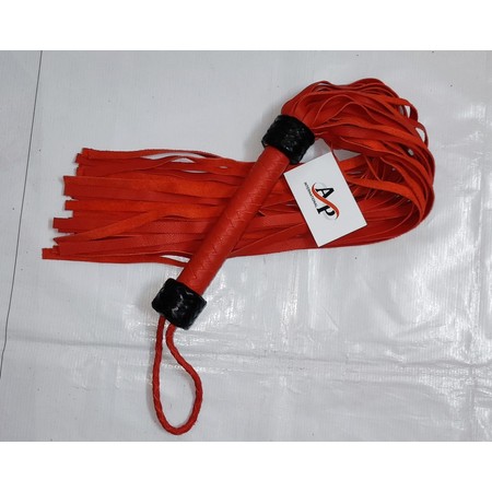 Red Leather Flogger with Soft Falls