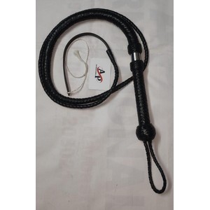 Black Braided Leather Bullwhip ith String End