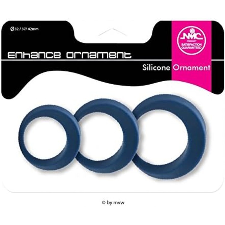 Enhance Ornament שלישיית קוקרינגז שחורים מסיליקון