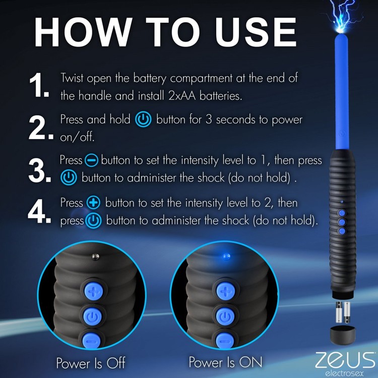 Shock Rod שרביט מחשמל בשתי עוצמות Zeus Electrosex