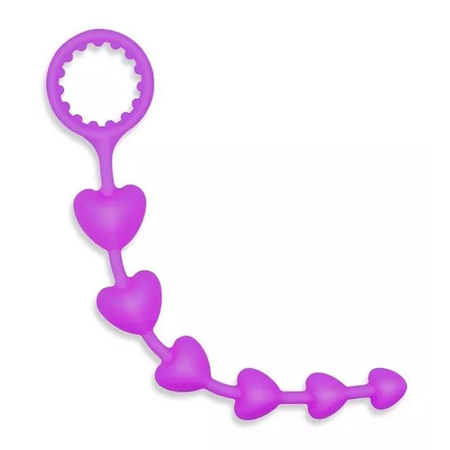 Heart of the Butt Purple Silicone Heart Anal Beads