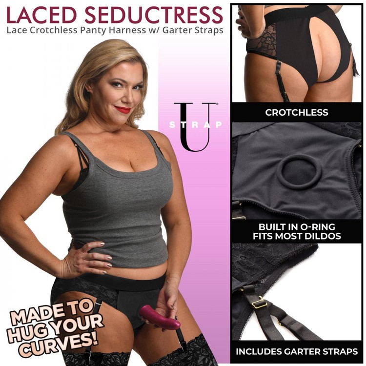 Laced Seductress תחתוני סטרפאון פתוחים 2XL/3XL​