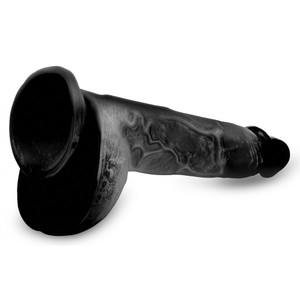 Beefy Brad דילדו PVC שחור גדול ריאליסטי עם אשכים 22.9 ס"מ