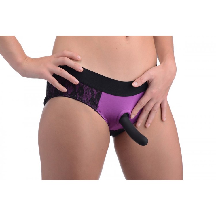 Lace Envy Pegging Set סט תחתון סטראפאון סגול ודילדו קטן L/XL