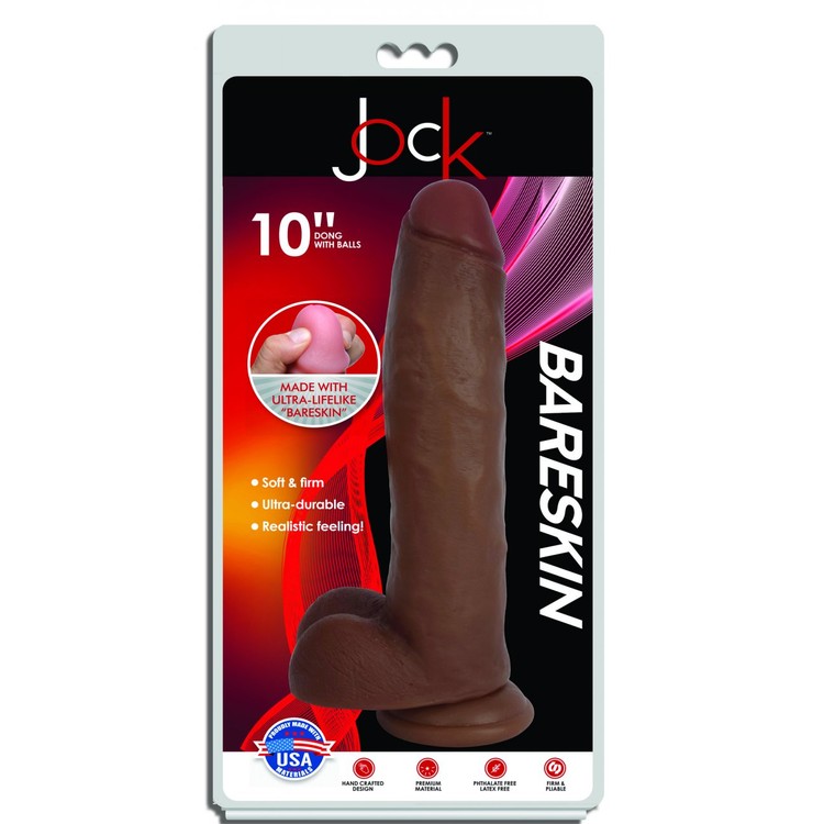 JOCK 10 Bareskin Dark דילדו עבה 25 ס"מ במגע מציאותי