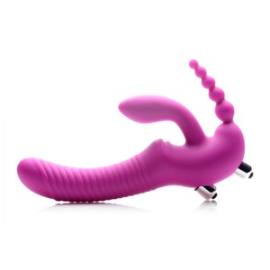 Strap U Regal Rider Vibrating Strapless Strapon with Anal Beads