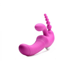 Strap U Regal Rider Vibrating Strapless Strapon with Anal Beads