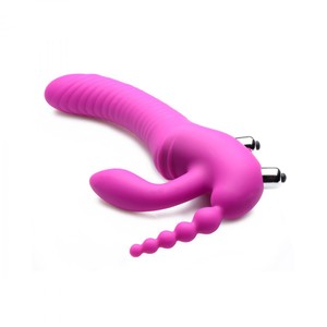 Strap U Regal Rider Vibrating Strapless Strapon with Anal Beads