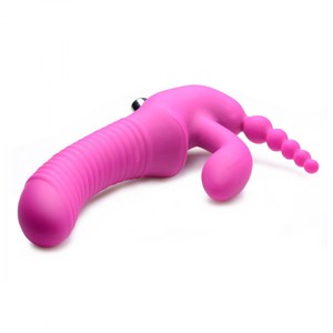 Strap U Regal Rider Vibrating Strapless Strapon with Anal Beads