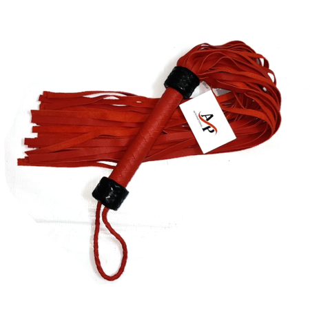 Red Leather Flogger with Soft Falls