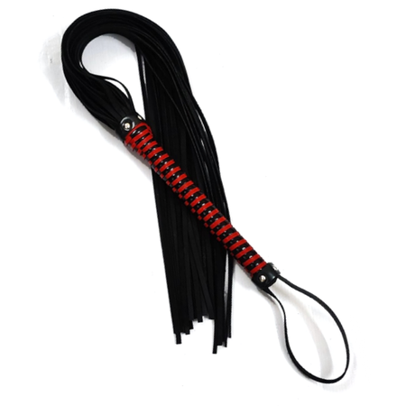 Grain Slim Red and Black Leather BDSM Flogger