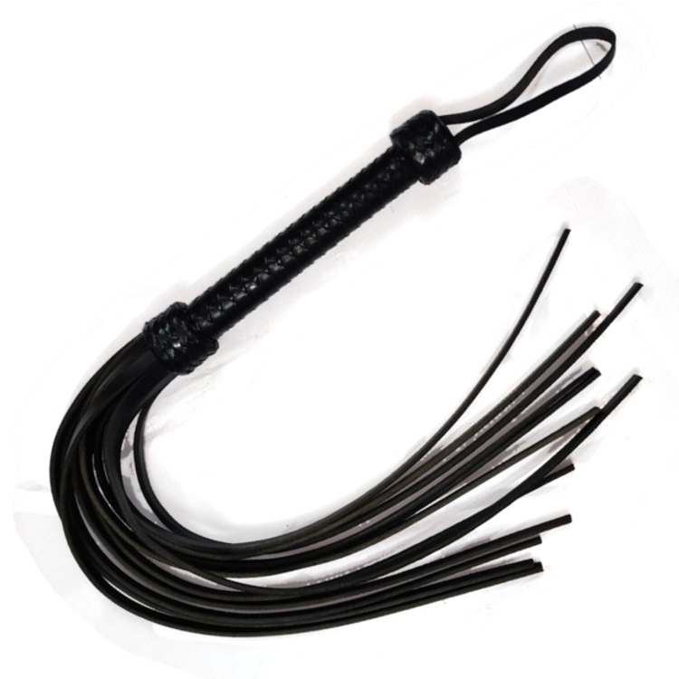 Genuine פלוגר עור שחור עם ידית אחיזה עור