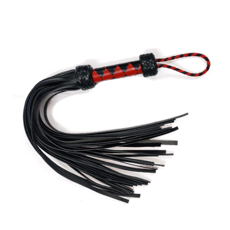 Short Red and Black Braided Leather Flogger