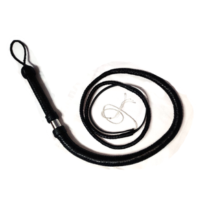 Black Braided Leather Bullwhip ith String End