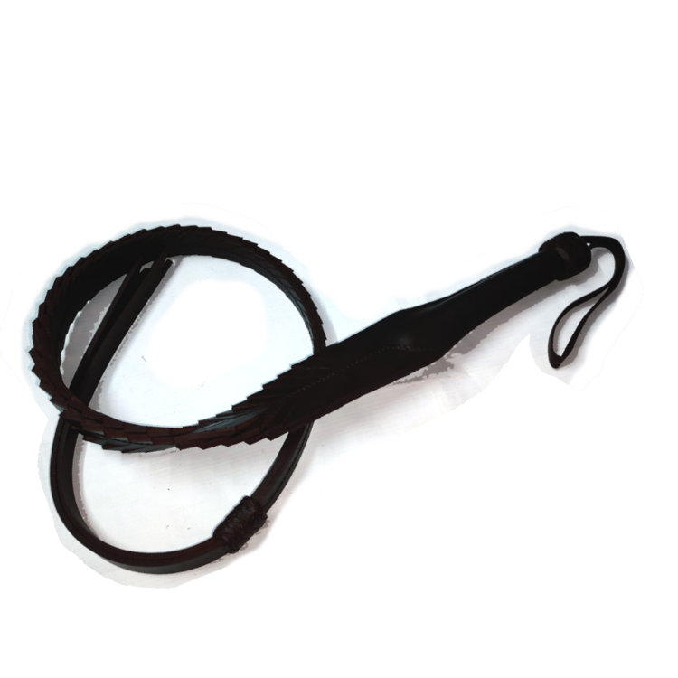 שוט בולוויפ עור חום עם קצה מפוצל ידית אחיזה עור