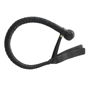 Split Tongue Black Leather Bullwhip