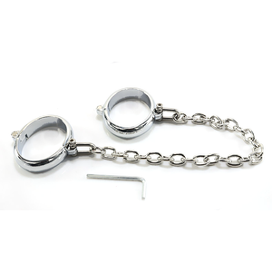 Large Metal BDSM Handcuffs with Chain