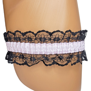 Elegant Moments Satin Leg Garter Baby Pink With Black