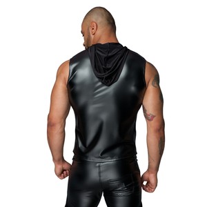 ​   Noir Handmade Mens Fetish Tanktop​ with Hood​