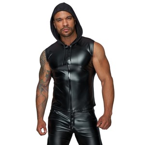 ​   Noir Handmade Mens Fetish Tanktop​ with Hood​