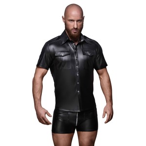 Noir Handmade Wetlook Fetish Mens Button Up