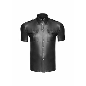 Noir Handmade Wetlook Fetish Mens Button Up