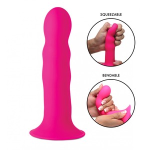 Squeeze-It Wavy Squeezable Dildo - Pink