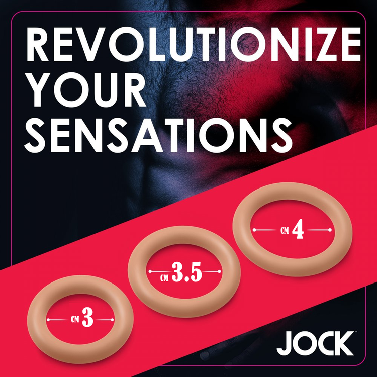Jock Discreet סט טבעות פין לזיקפה דיסקרטיים מסיליקון בצבע עור