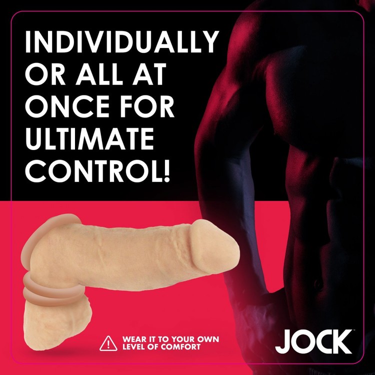 Jock Discreet סט טבעות פין לזיקפה דיסקרטיים מסיליקון בצבע עור