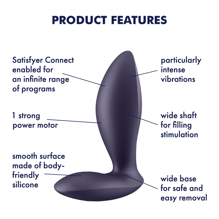 Power Plug פלאג מעשה פרוסטטה רוטט עם אפליקציה Satisfyer