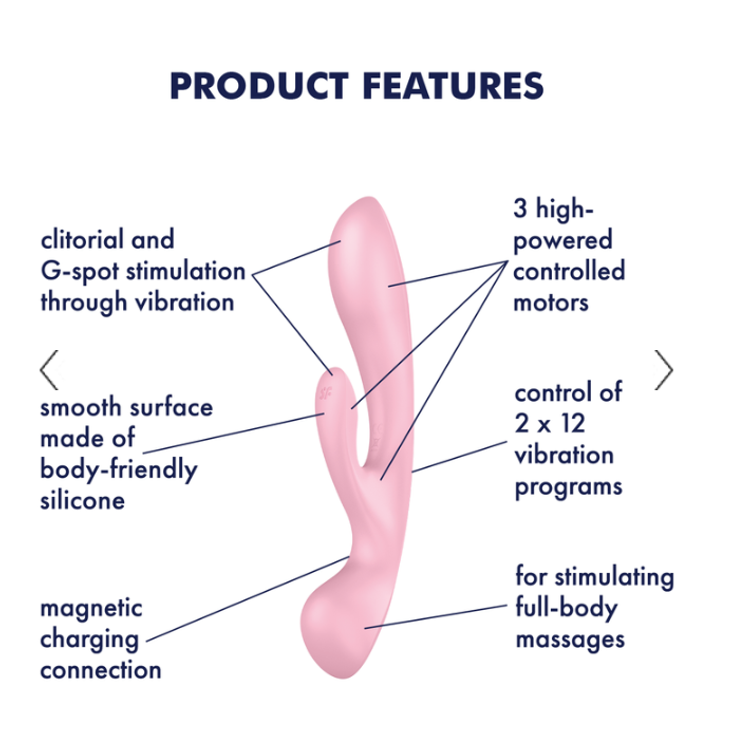Triple Oh וויברטור דו צדדי לגירוי חיצוני פנימי או משולב Satisfyer
