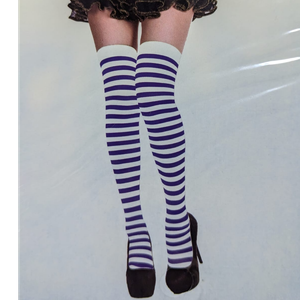 Over The Knee Socks Striped Blue White