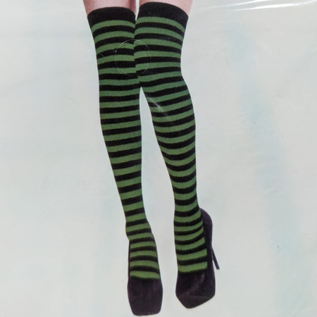 Over The Knee Socks Striped Green Black